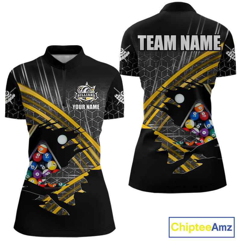 Personalized Billiard Shirts Custom Yellow Billiard Pool Ball Jersey, Billiard Team Shirt