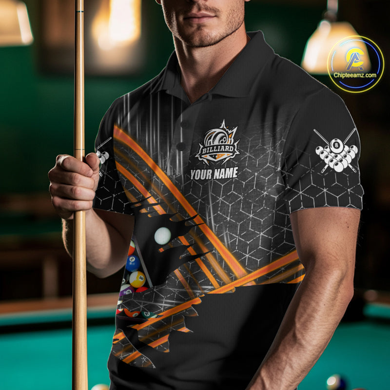 Personalized Billiard Shirts Custom Orange Billiard Pool Ball Jersey, Billiard Team Shirt