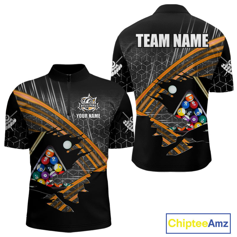 Personalized Billiard Shirts Custom Orange Billiard Pool Ball Jersey, Billiard Team Shirt