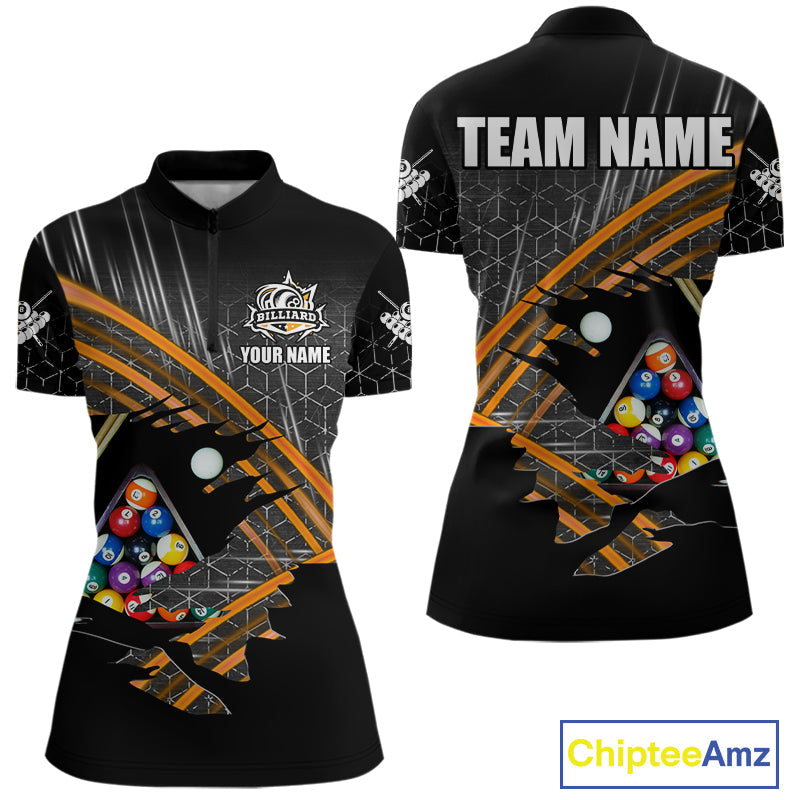 Personalized Billiard Shirts Custom Orange Billiard Pool Ball Jersey, Billiard Team Shirt