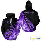 Black And Purple Flaming Icy 8 Ball Pool Hoodie And Custom Billiard Hoodie Team Shirt