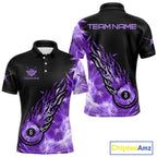 Black And Purple Flaming Icy 8 Ball Pool Billiard Shirt Custom Billiard Team Jersey