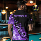 Black And Purple Flaming Icy 8 Ball Pool Billiard Shirt Custom Billiard Team Jersey
