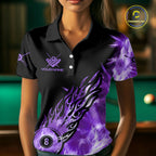 Black And Purple Flaming Icy 8 Ball Pool Billiard Shirt Custom Billiard Team Jersey