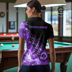 Black And Purple Flaming Icy 8 Ball Pool Billiard Shirt Custom Billiard Team Jersey