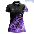 Black And Purple Flaming Icy 8 Ball Pool Billiard Shirt Custom Billiard Team Jersey