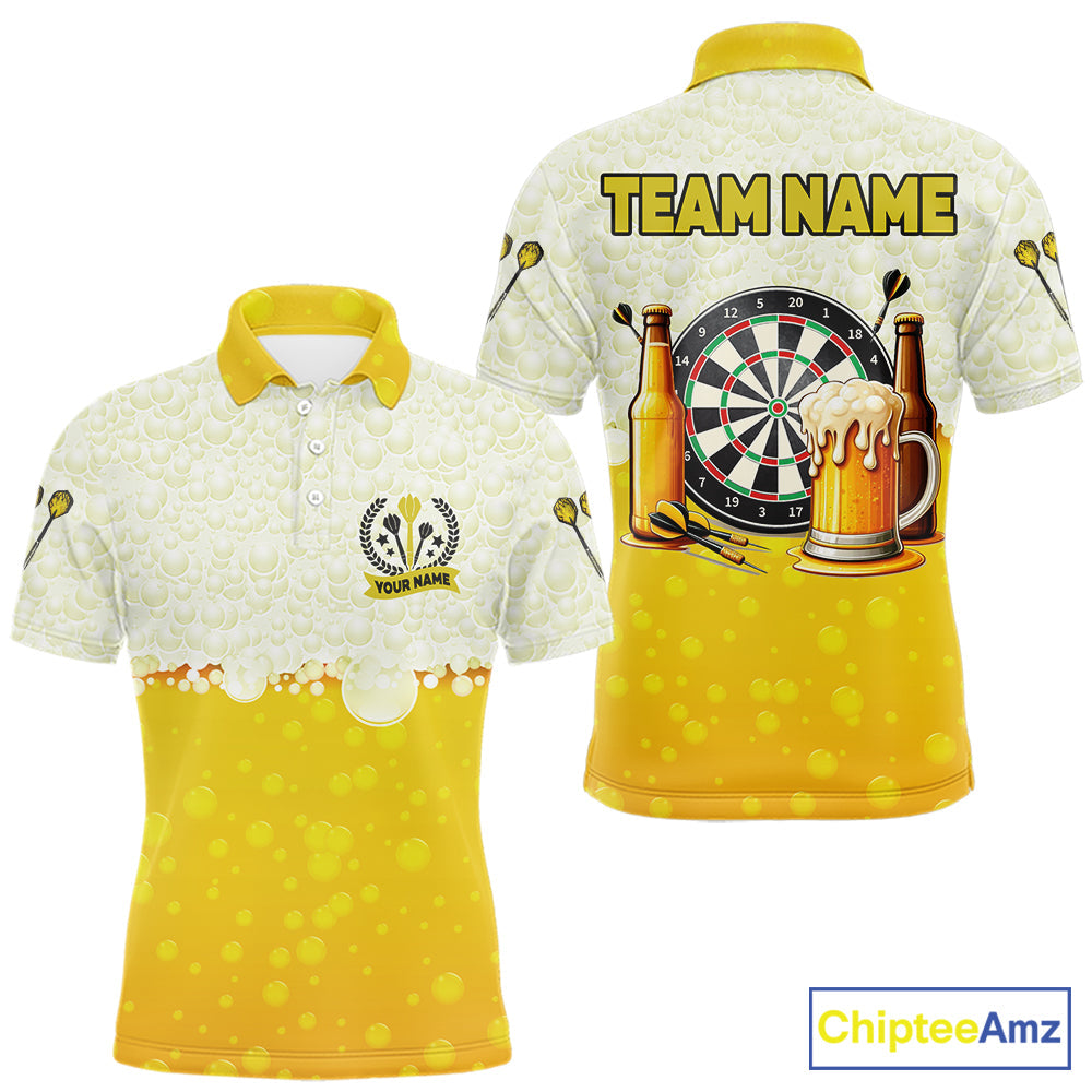 Personalized Yellow Funny Darts And Beer Dart Shirts, Drinking Darts Team Jerseys, Dart Gifts