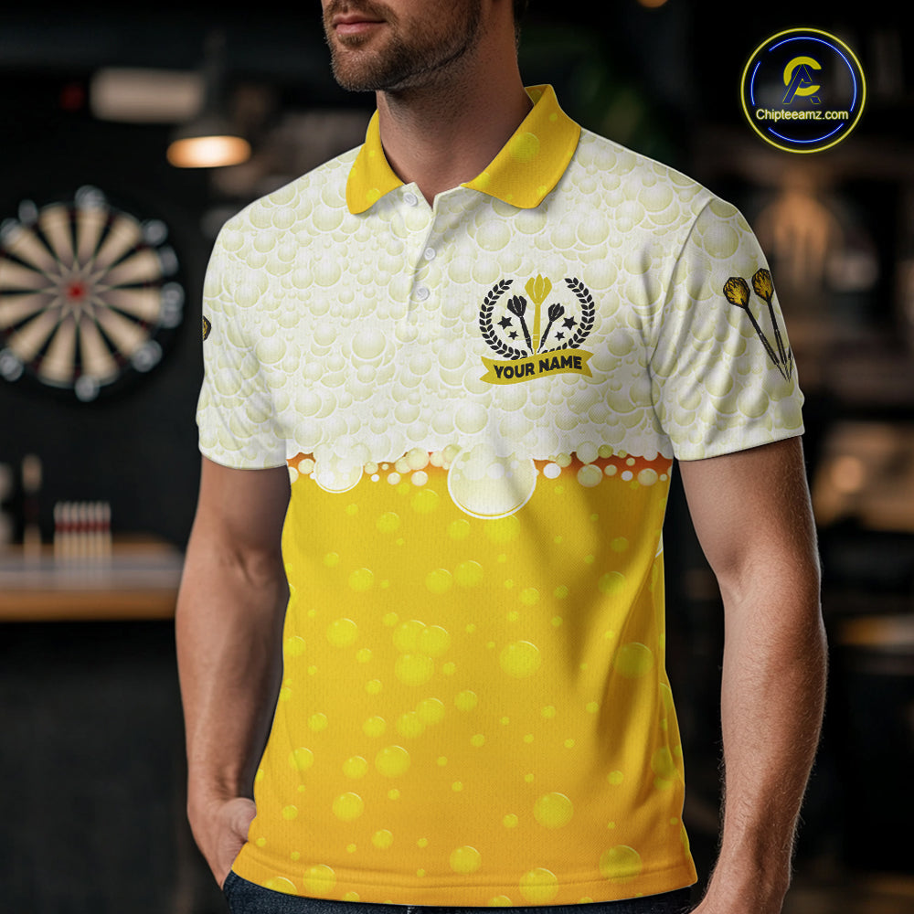Personalized Yellow Funny Darts And Beer Dart Shirts, Drinking Darts Team Jerseys, Dart Gifts