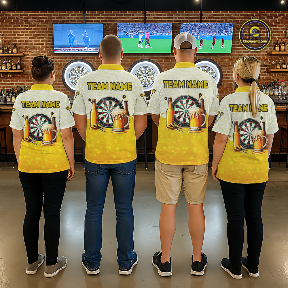 Personalized Yellow Funny Darts And Beer Dart Shirts, Drinking Darts Team Jerseys, Dart Gifts