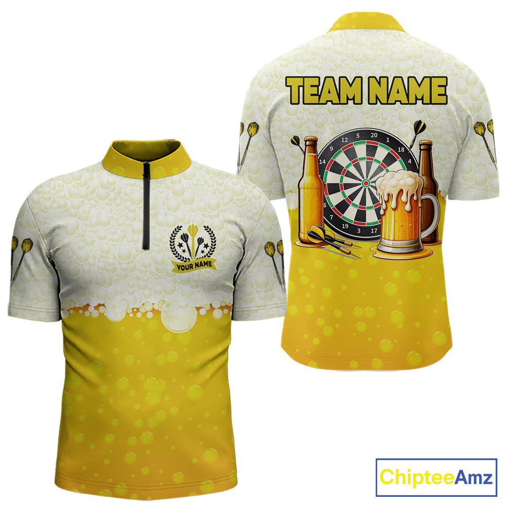 Personalized Yellow Funny Darts And Beer Dart Shirts, Drinking Darts Team Jerseys, Dart Gifts