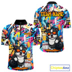 Funny American Bully Dog Colorful Graffiti Bowling Shirts Custom Bowling Team Jersey