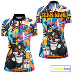 Funny American Bully Dog Colorful Graffiti Bowling Shirts Custom Bowling Team Jersey