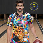Funny Golden Retriever Dog Colorful Graffiti Bowling Shirts Custom Bowling Team Jersey