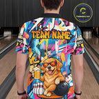 Funny Golden Retriever Dog Colorful Graffiti Bowling Shirts Custom Bowling Team Jersey