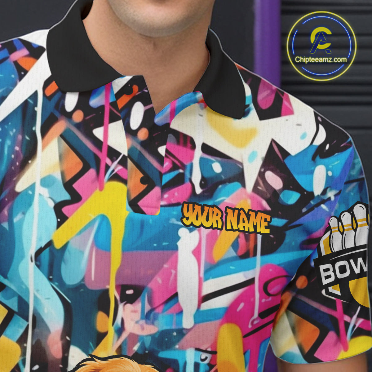 Funny Golden Retriever Dog Colorful Graffiti Bowling Shirts Custom Bowling Team Jersey