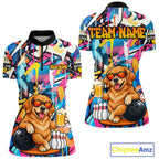 Funny Golden Retriever Dog Colorful Graffiti Bowling Shirts Custom Bowling Team Jersey