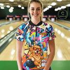 Funny Golden Retriever Dog Colorful Graffiti Bowling Shirts Custom Bowling Team Jersey