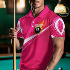 Personalized Pink Billiard Jersey Custom Flame 8 Ball Pool Billiard Shirt Polo & 1/4 Zip