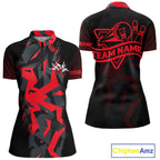 Personalized Black And Red Bowling Jersey Polo & 1/4 Zip Custom Bowling League Team Shirt