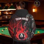 Personalized Red Flaming Wolf 8 Ball Hoodie For Pool Players Custom Billiard Hoodie Team Shirt