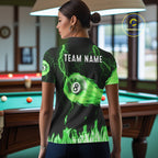 Personalized Green Flame Lightning 8 Ball Billiard Shirts Custom Pool Team Jersey