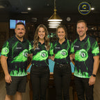Personalized Green Flame Lightning 8 Ball Billiard Shirts Custom Pool Team Jersey