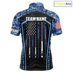Blue Camo American Flag 8 Ball Billiard Pool Shirts Personalized Billiard Team Jersey