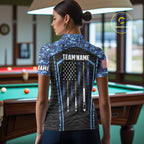 Blue Camo American Flag 8 Ball Billiard Pool Shirts Personalized Billiard Team Jersey