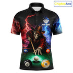 Funny Skeleton Cowboy Billiard Shirts Custom Thunder Lightning Pool Team Jersey