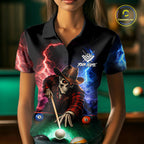 Funny Skeleton Cowboy Billiard Shirts Custom Thunder Lightning Pool Team Jersey