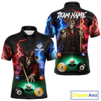 Funny Skeleton Cowboy Billiard Shirts Custom Thunder Lightning Pool Team Jersey