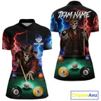 Funny Skeleton Cowboy Billiard Shirts Custom Thunder Lightning Pool Team Jersey