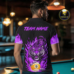 Black and Purple Flaming Tiger Billiard Shirts Custom 8 Ball & 9 Ball Pool Team Jersey