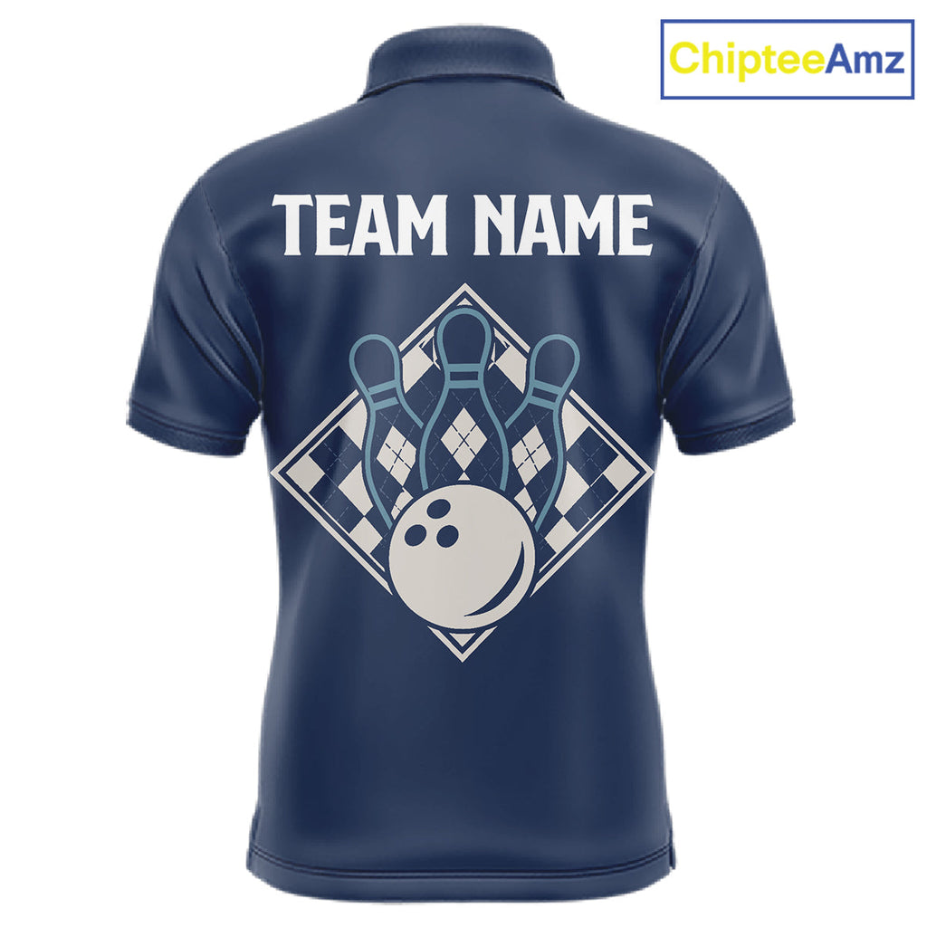 Blue Argyle Bowling Retro Bowling Shirts Custom Argyle Bowling Team Jerseys