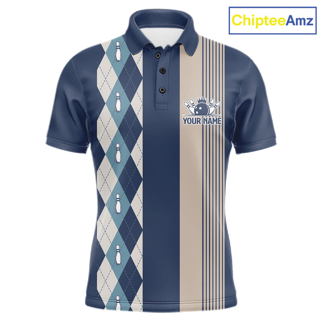 Blue Argyle Bowling Retro Bowling Shirts Custom Argyle Bowling Team Jerseys