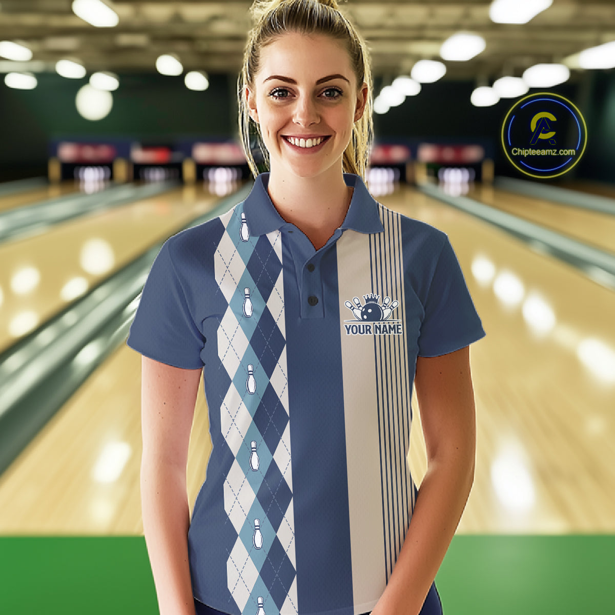 Blue Argyle Bowling Retro Bowling Shirts Custom Argyle Bowling Team Jerseys