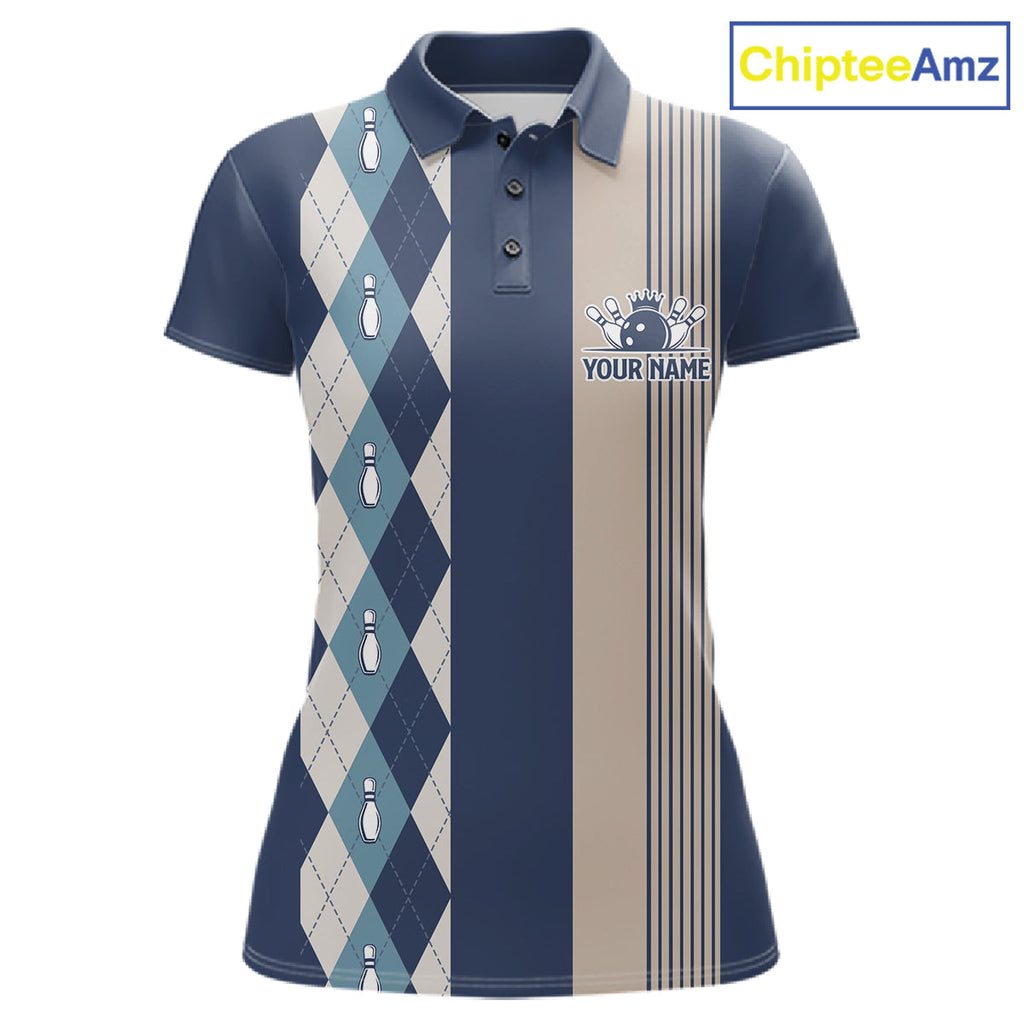 Blue Argyle Bowling Retro Bowling Shirts Custom Argyle Bowling Team Jerseys