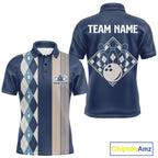 Blue Argyle Bowling Retro Bowling Shirts Custom Argyle Bowling Team Jerseys