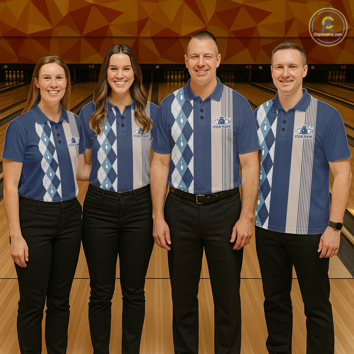 Blue Argyle Bowling Retro Bowling Shirts Custom Argyle Bowling Team Jerseys
