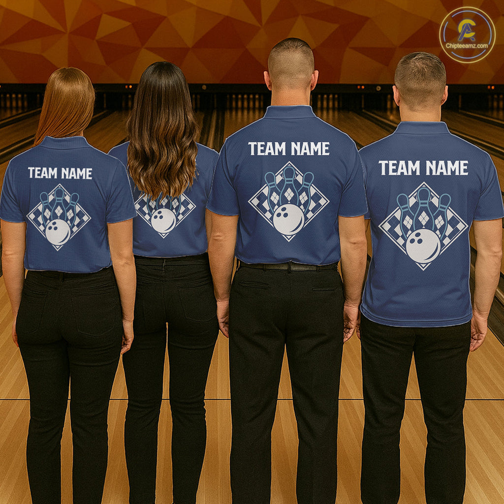 Blue Argyle Bowling Retro Bowling Shirts Custom Argyle Bowling Team Jerseys