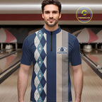 Blue Argyle Bowling Retro Bowling Shirts Custom Argyle Bowling Team Jerseys