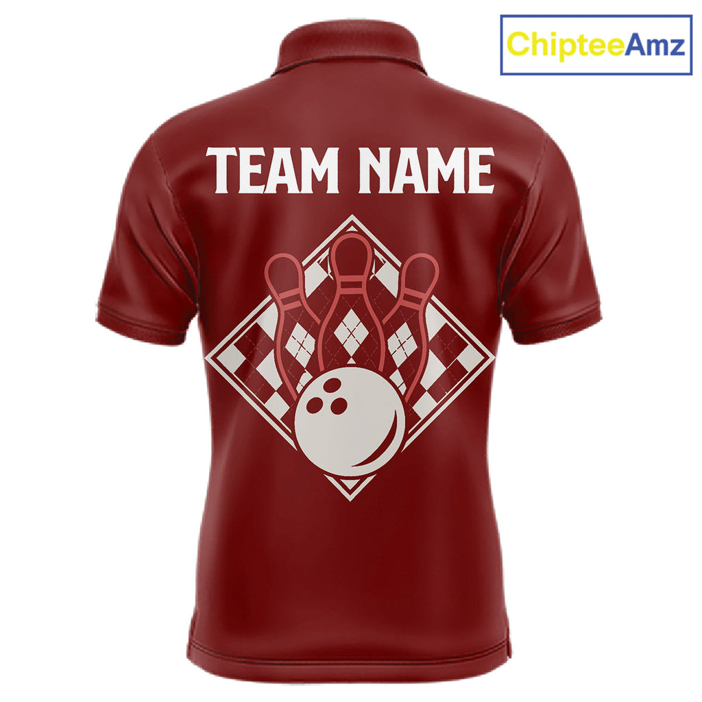 Red Argyle Bowling Retro Bowling Shirts Custom Argyle Bowling Team Jerseys