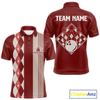 Red Argyle Bowling Retro Bowling Shirts Custom Argyle Bowling Team Jerseys