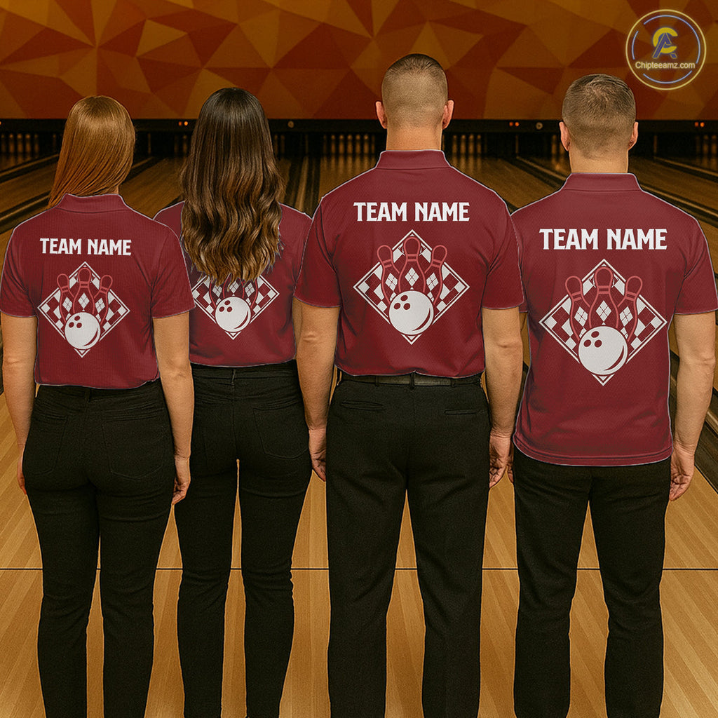 Red Argyle Bowling Retro Bowling Shirts Custom Argyle Bowling Team Jerseys