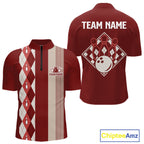 Red Argyle Bowling Retro Bowling Shirts Custom Argyle Bowling Team Jerseys