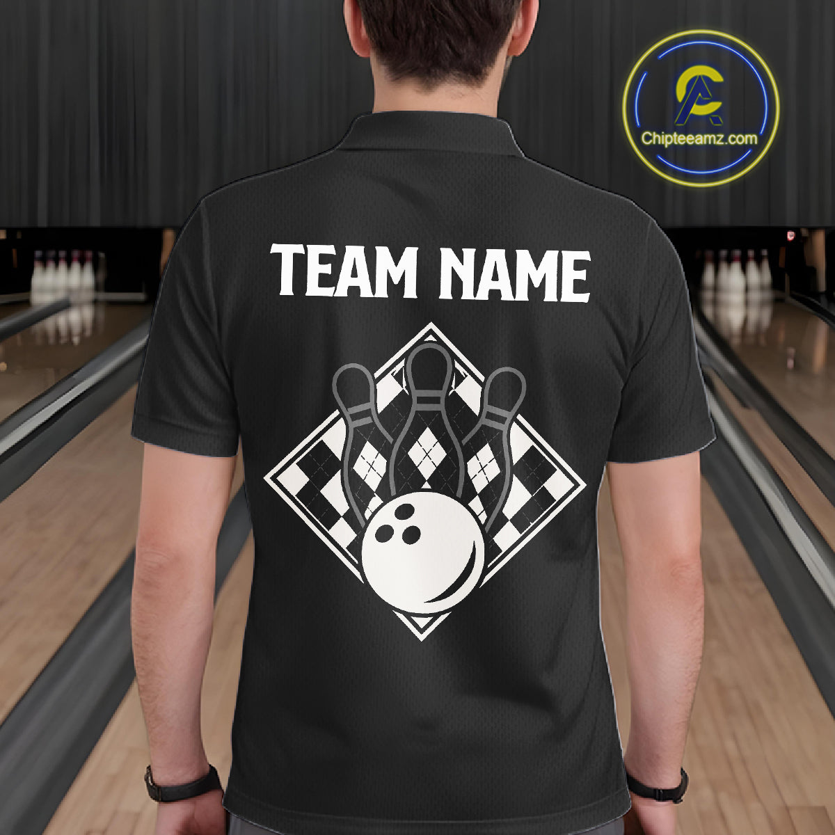 Black Argyle Bowling Retro Bowling Shirts Custom Argyle Bowling Team Jerseys