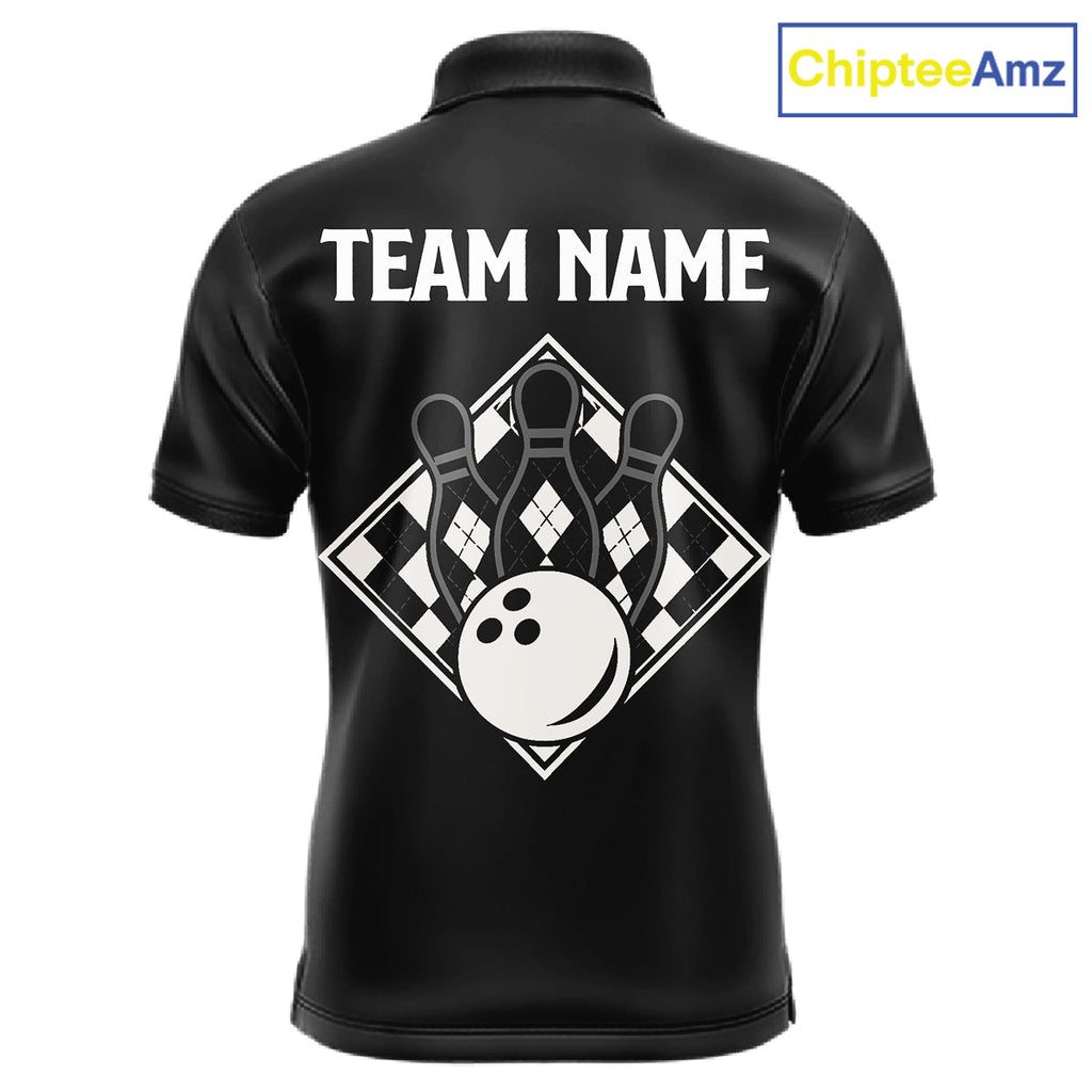 Black Argyle Bowling Retro Bowling Shirts Custom Argyle Bowling Team Jerseys
