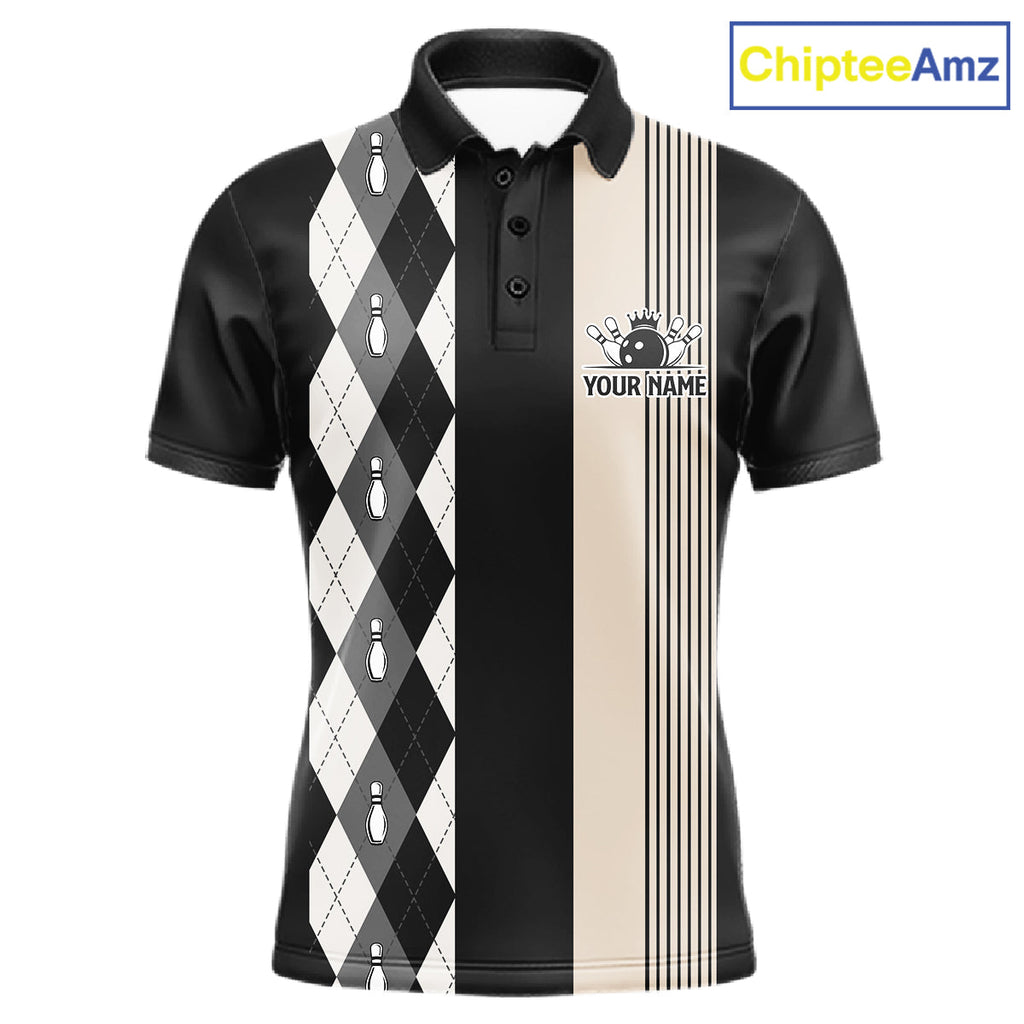 Black Argyle Bowling Retro Bowling Shirts Custom Argyle Bowling Team Jerseys