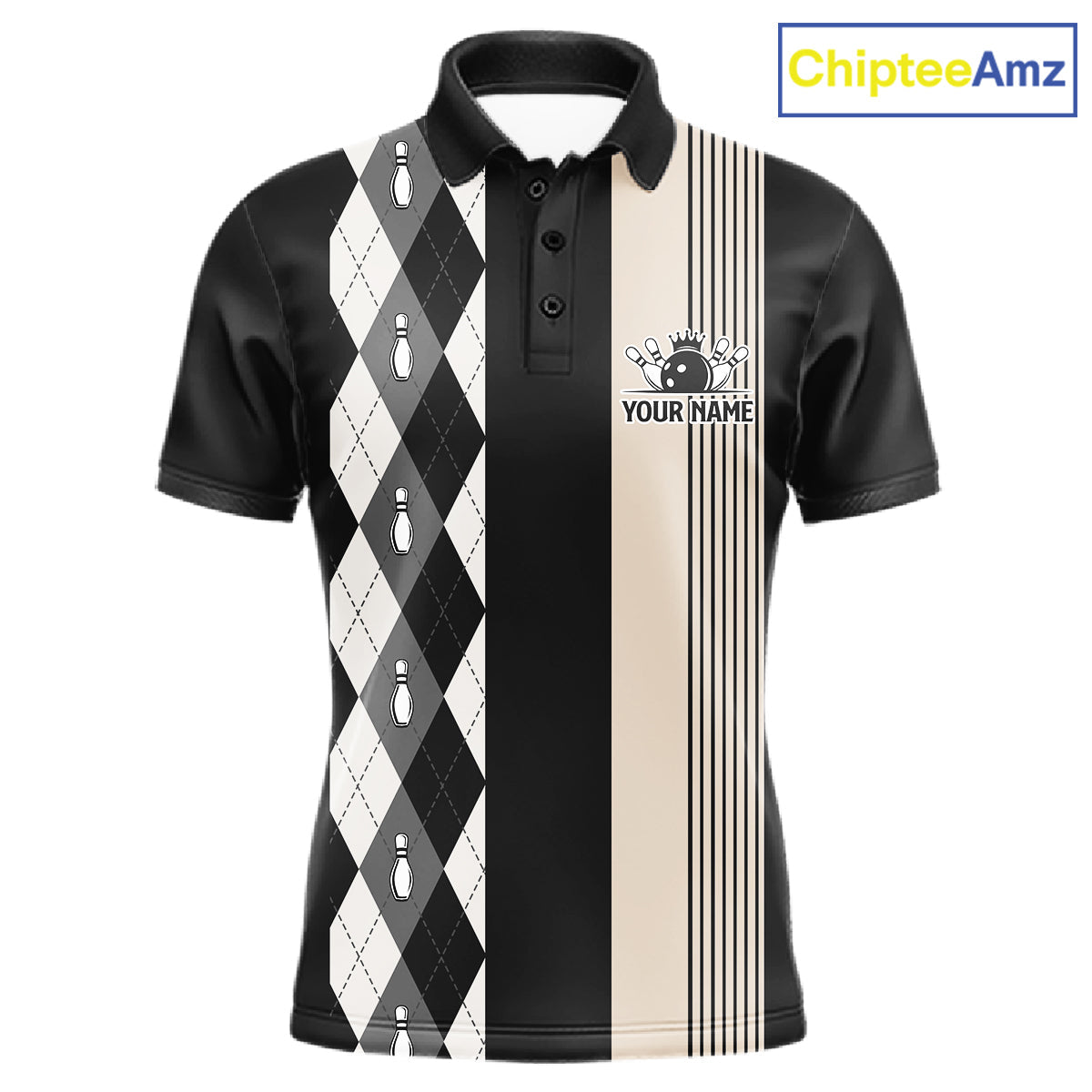 Black Argyle Bowling Retro Bowling Shirts Custom Argyle Bowling Team Jerseys