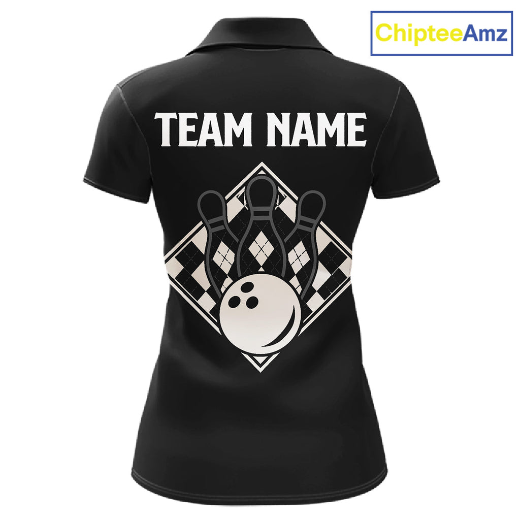 Black Argyle Bowling Retro Bowling Shirts Custom Argyle Bowling Team Jerseys